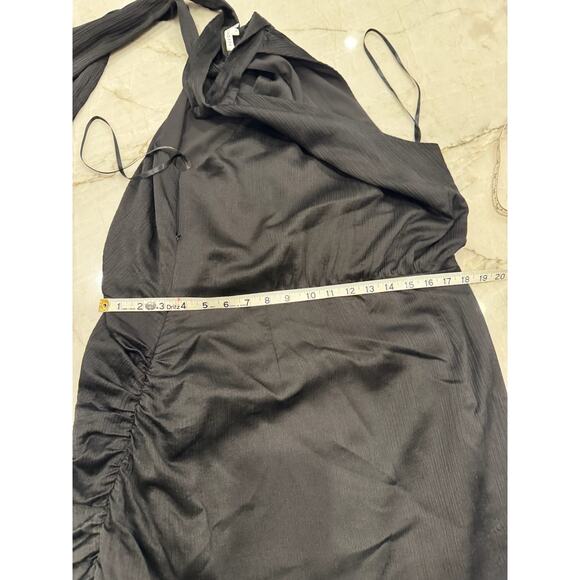 Veronica Beard Dress Sz 16 Women’s Black Silk Halter Asymmetrical Cocktail Gown - Picture 10 of 12